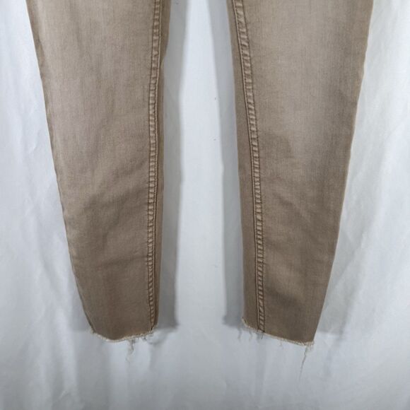 Free People Jeans Women's 26 Tan Denim Button Fly Raw Hem Skinny Jeans - Picture 3 of 11